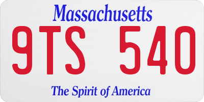 MA license plate 9TS540