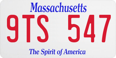 MA license plate 9TS547