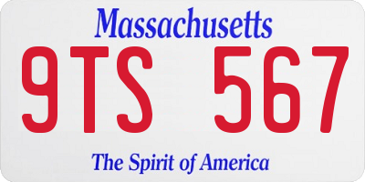 MA license plate 9TS567
