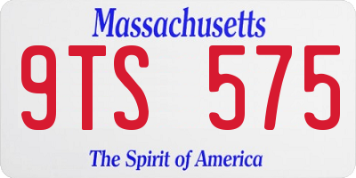 MA license plate 9TS575