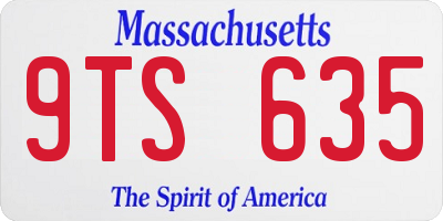 MA license plate 9TS635