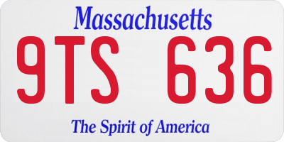 MA license plate 9TS636