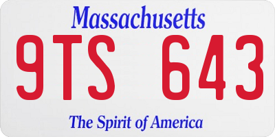 MA license plate 9TS643