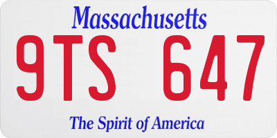MA license plate 9TS647