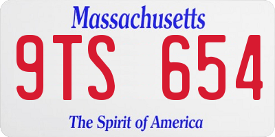 MA license plate 9TS654