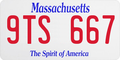 MA license plate 9TS667