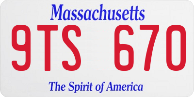 MA license plate 9TS670