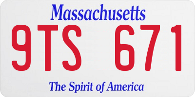 MA license plate 9TS671