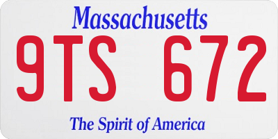 MA license plate 9TS672