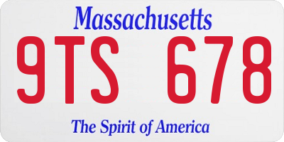 MA license plate 9TS678