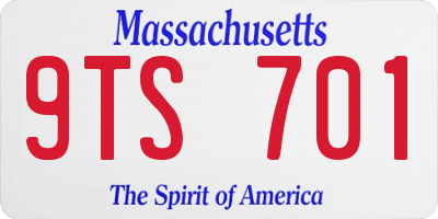 MA license plate 9TS701