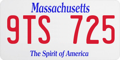 MA license plate 9TS725