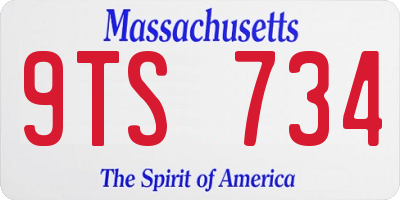 MA license plate 9TS734