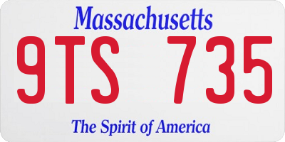 MA license plate 9TS735