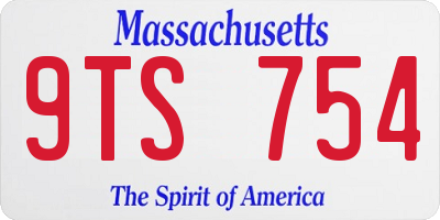 MA license plate 9TS754