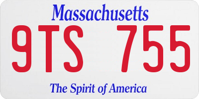 MA license plate 9TS755