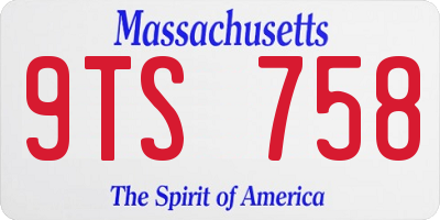 MA license plate 9TS758