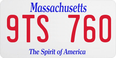 MA license plate 9TS760