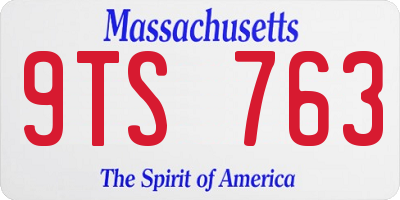 MA license plate 9TS763