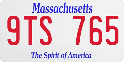 MA license plate 9TS765