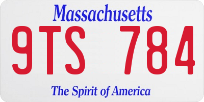 MA license plate 9TS784