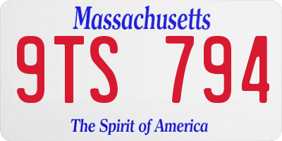 MA license plate 9TS794