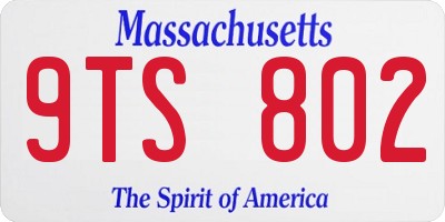 MA license plate 9TS802