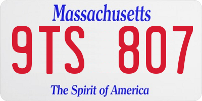 MA license plate 9TS807