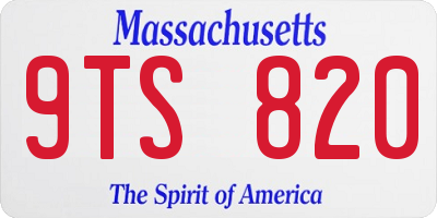 MA license plate 9TS820
