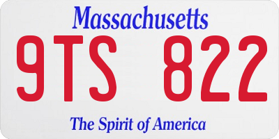 MA license plate 9TS822