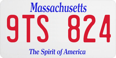 MA license plate 9TS824