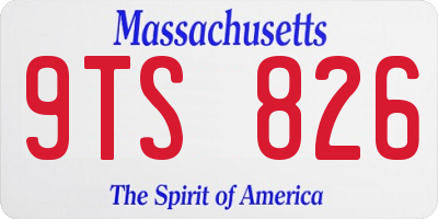 MA license plate 9TS826