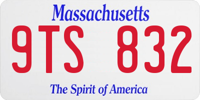 MA license plate 9TS832