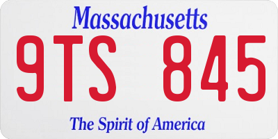 MA license plate 9TS845
