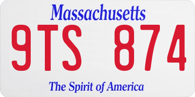 MA license plate 9TS874