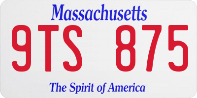 MA license plate 9TS875
