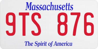 MA license plate 9TS876