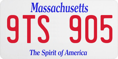 MA license plate 9TS905