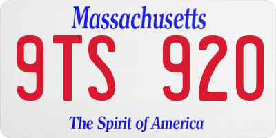MA license plate 9TS920
