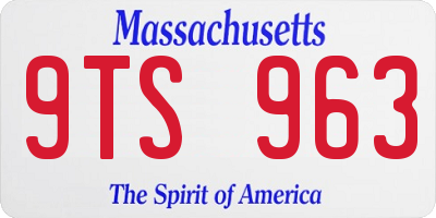 MA license plate 9TS963