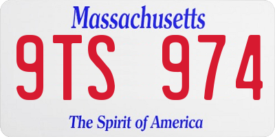 MA license plate 9TS974