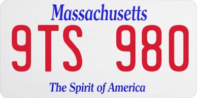 MA license plate 9TS980