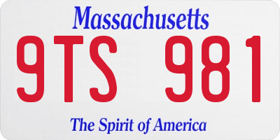 MA license plate 9TS981