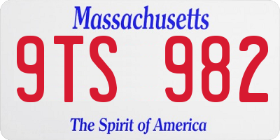 MA license plate 9TS982