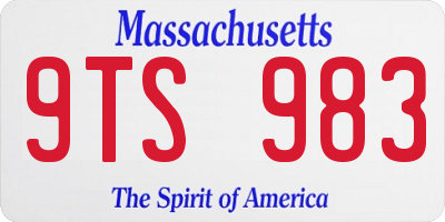 MA license plate 9TS983