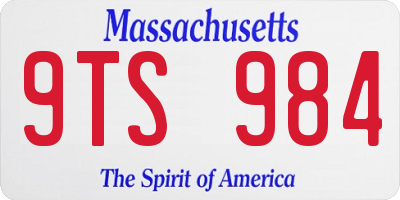 MA license plate 9TS984