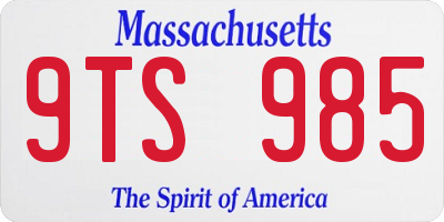 MA license plate 9TS985