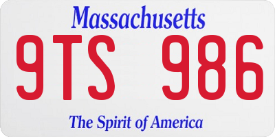 MA license plate 9TS986