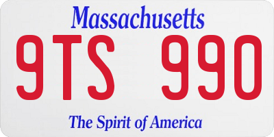MA license plate 9TS990