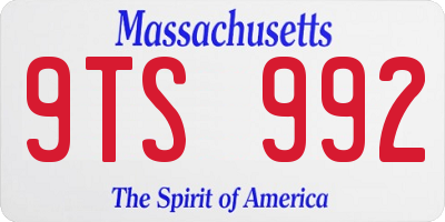 MA license plate 9TS992